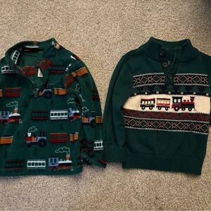 The Children's Place Green Train Sweater and Zip-Up Hoodie